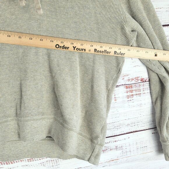 Everlane Hoodie Womens L Beige Tan Thermal Waffle 100% Organic Cotton Pullover - Picture 4 of 9